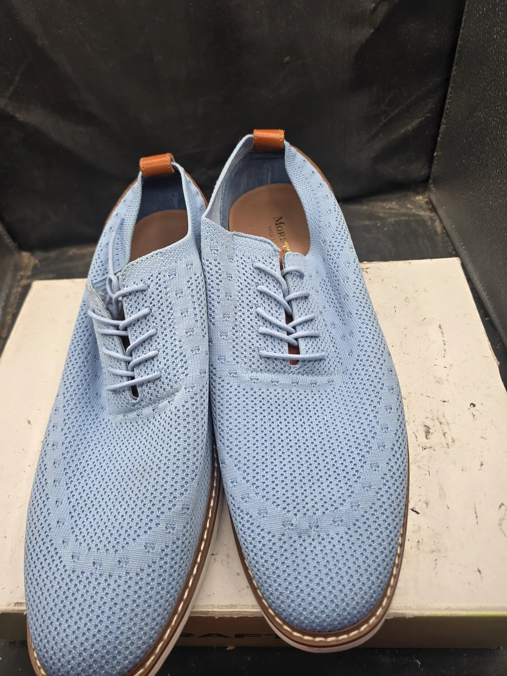 Light Blue Knit Derby Shoes